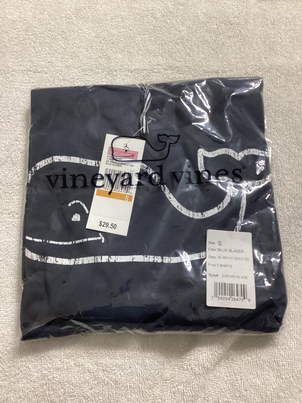 Vineyard Vines Blue Blazer Vintage Whale Short Sleeve Tee Boys Small